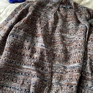 Dark brown and blue open cardigan